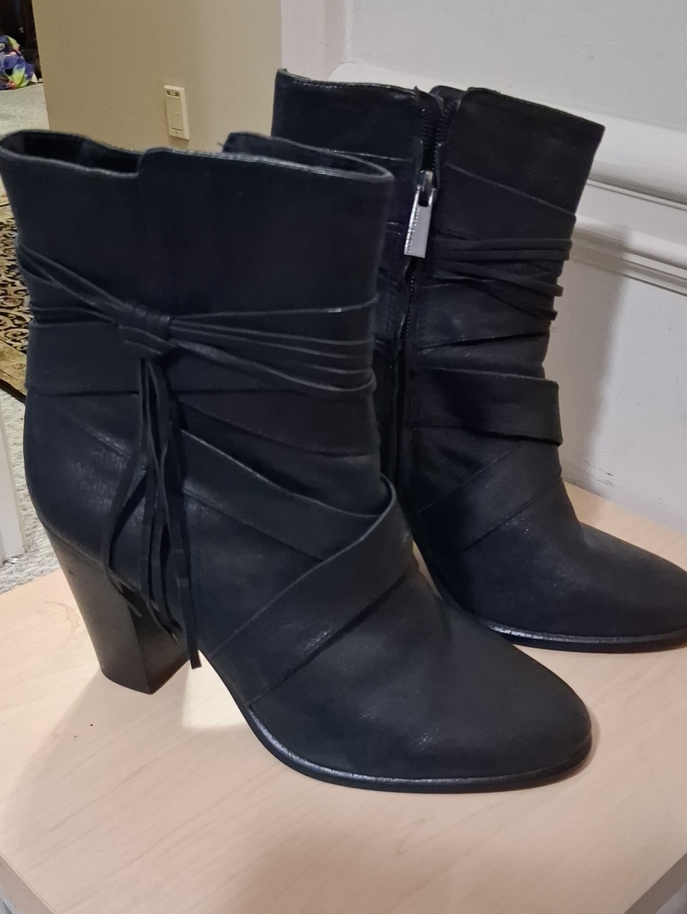 Vince Camuto Black Wrap Detail Ankle Booties